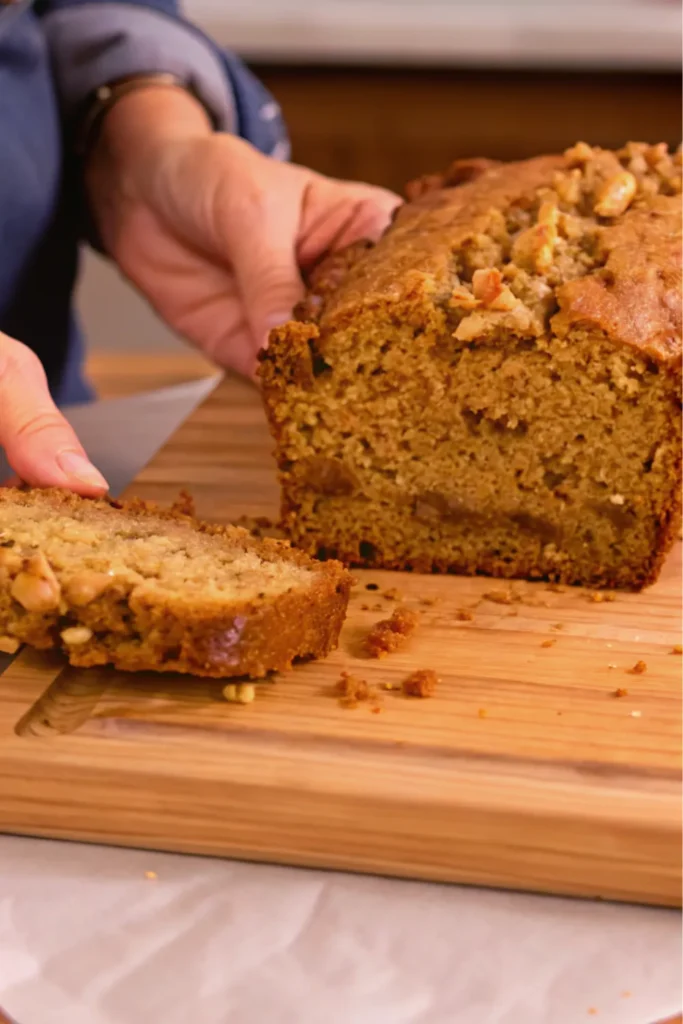 Whole vegan apple bread loaf.