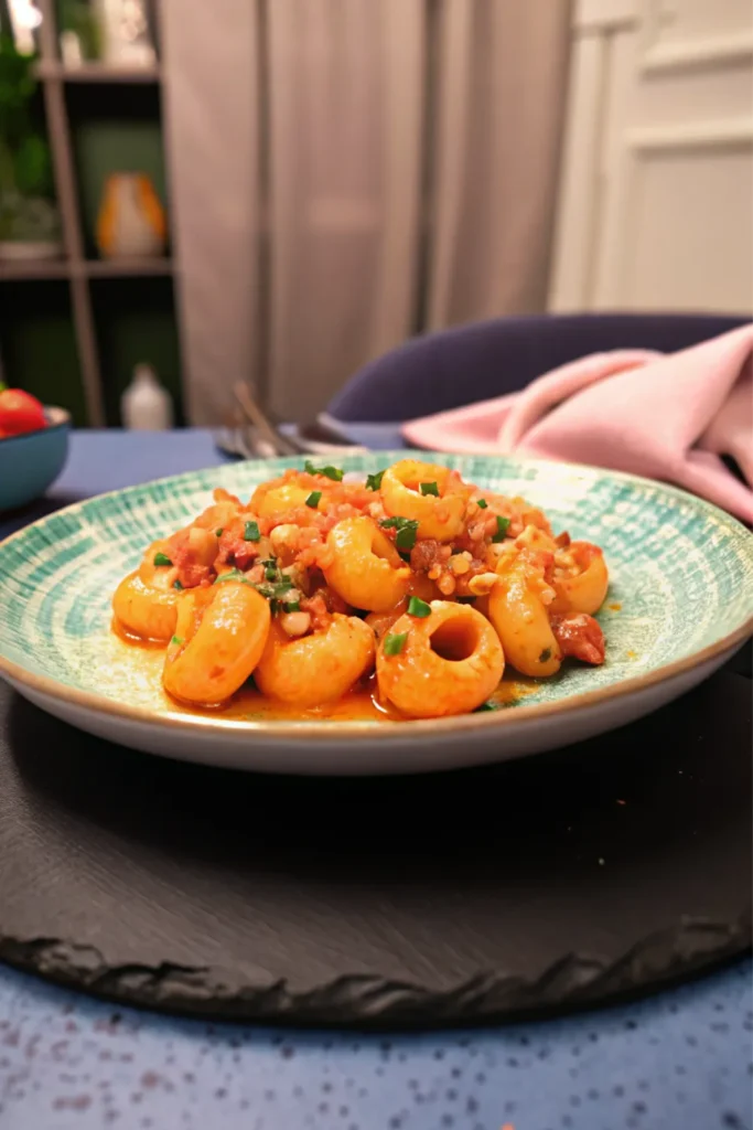 Vegan Lumache Pasta served in a bowl.